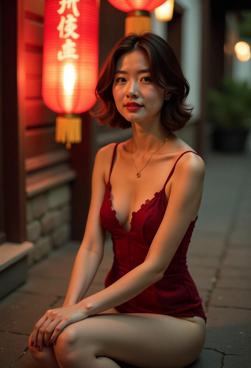 沿海城市夜间降灯